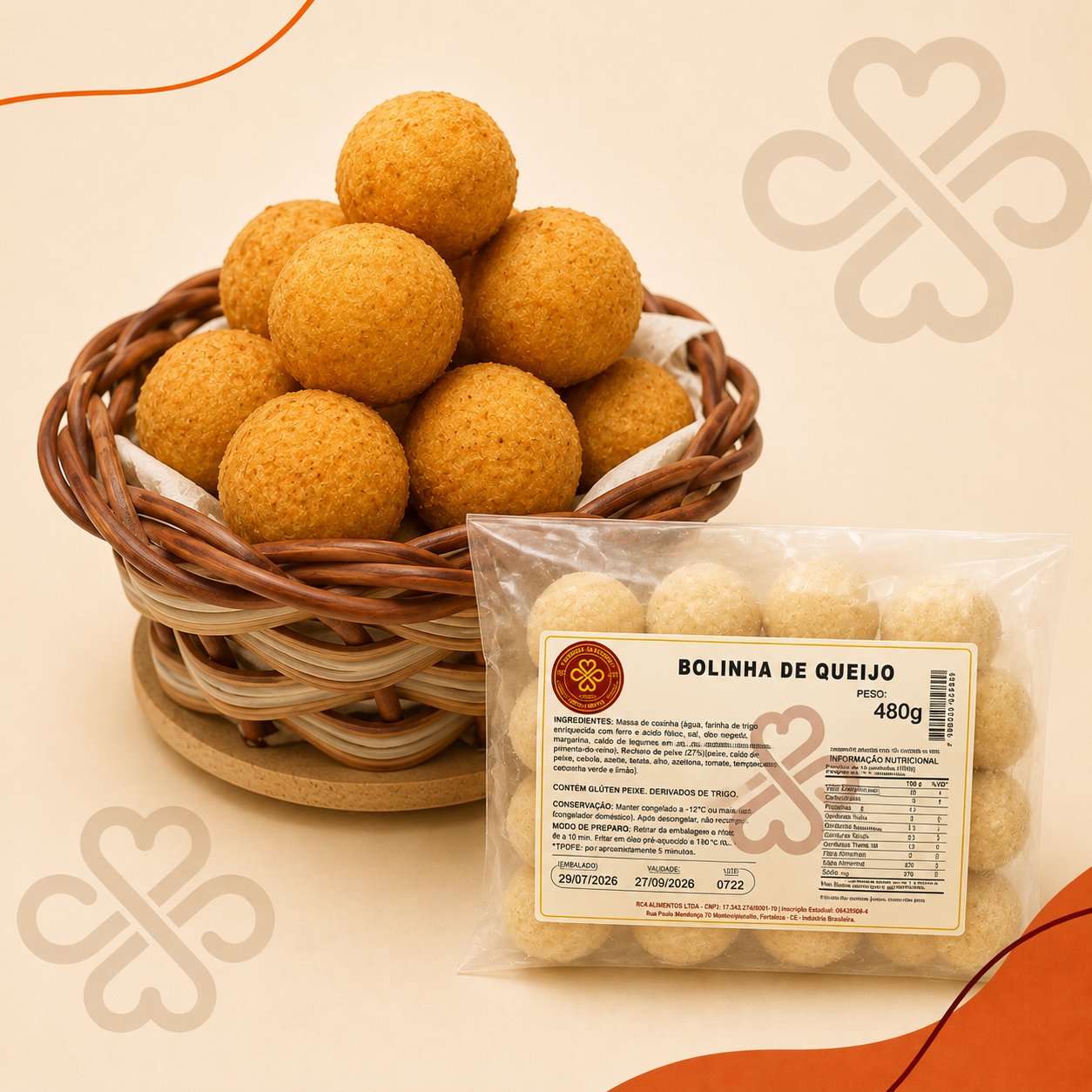 Bolinhas fritas da Sabores da Regina em cesta