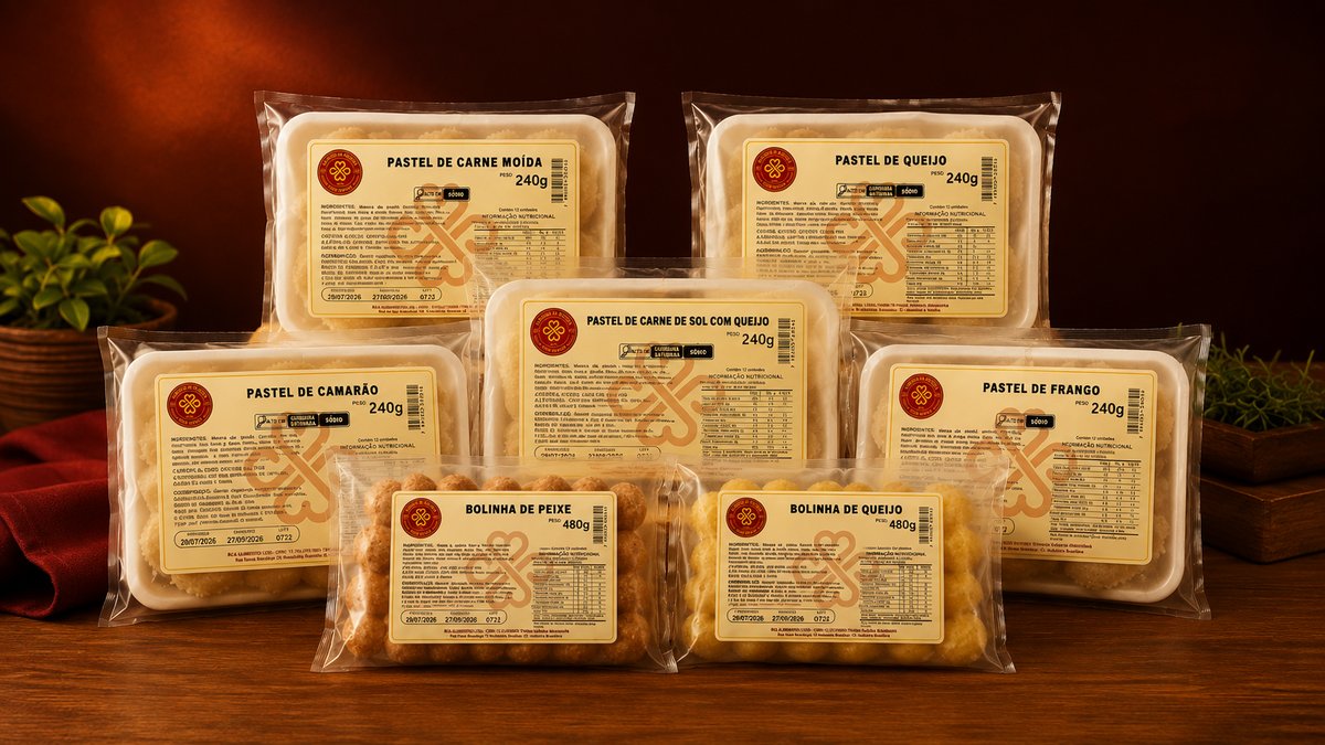 Linha de pastéis, bolinha de peixe e bolinha de queijo da Sabores da Regina