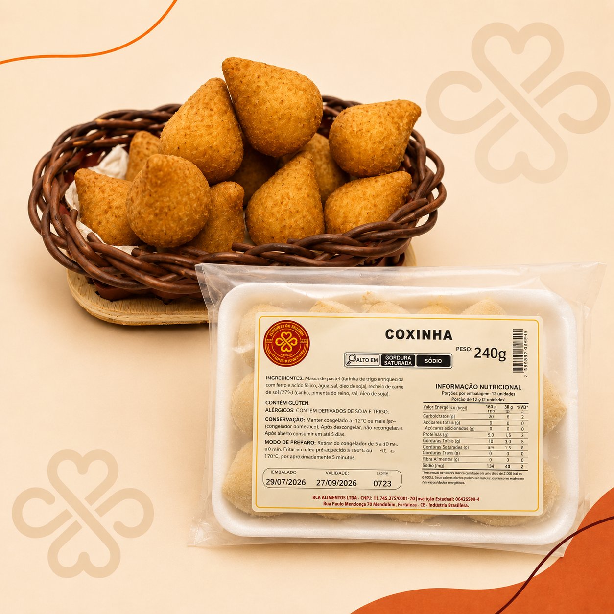 Coxinhas da Linha Buffet da Sabores da Regina em cesta