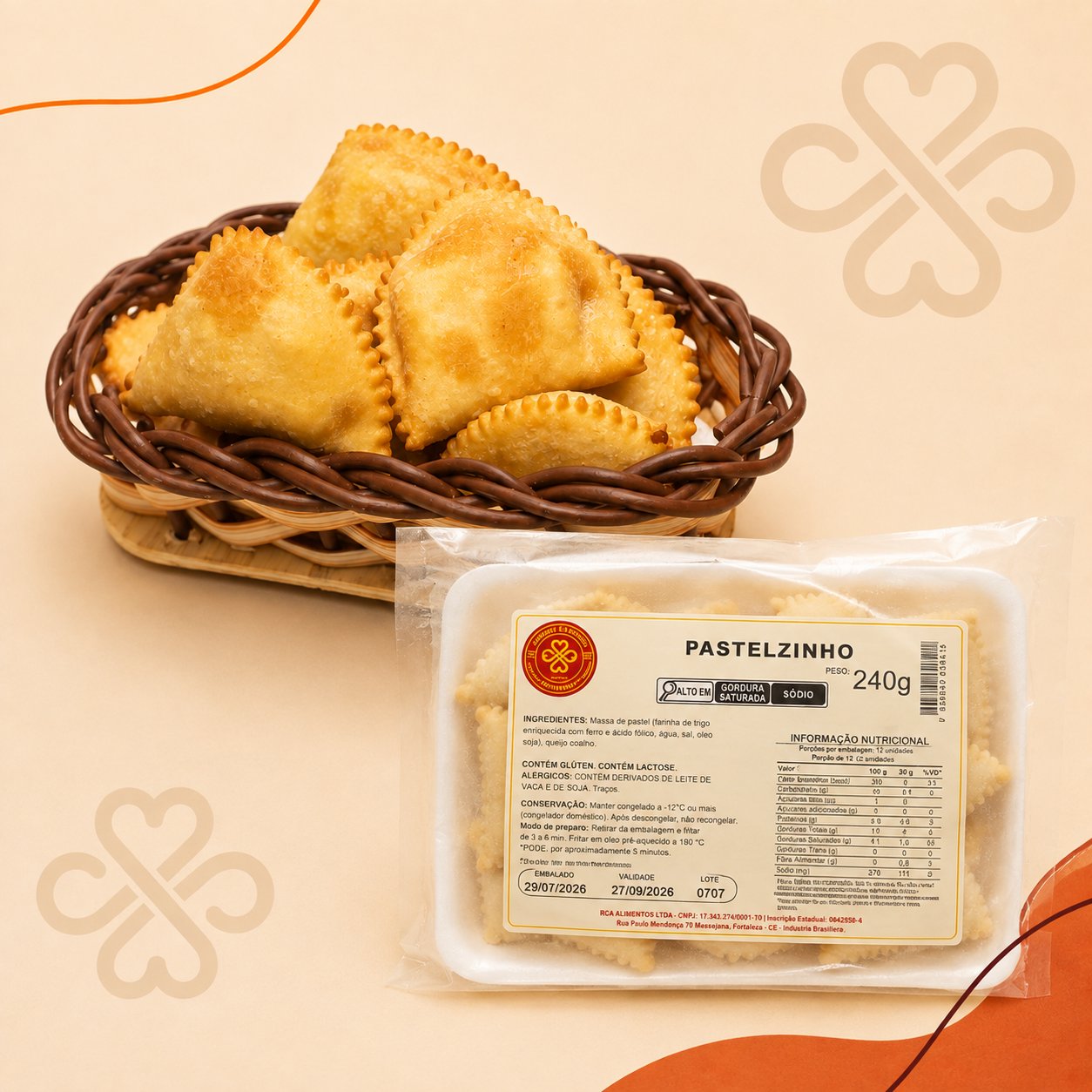 Pastelzinhos fritos da Sabores da Regina em cesta